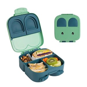 Snack Attack TM Lunch Box for Kid School, Bunny Shape Green Color | 3/4 Convertible Compartments| BPA FREE|LEAK PROOF| Dishwasher Safe | Back to School Season