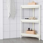 Corner Shelf Bathroom Storage Organizer (33x33x71cm) (White)