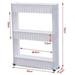 BePrincess 3-Tier Slim Storage, Cart Narrow Laundry Storage, Cart Slide Out Storage, Kitchen Trolley Spice Rack with Rolling Castor