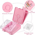 TM Lunch Box for kids School Pink Color for Kids| 4 Compartments| BPA FREE|LEAK PROOF| Dishwasher Safe | Back to School Season