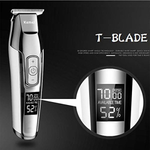 KEMEI Men's LCD Display Wireless Cordless and USB Rechargeable Electric Professional Baldheaded Hair Trimmer