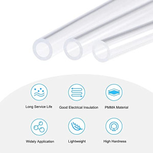 8mm Length Clear Acrylic Tube for Aquariums, Dcor, Farms, Lighting, Models, Plumbing, Crafts, Lamps, etc. Polycarbonate Rigid Tubing Heavy Duty 