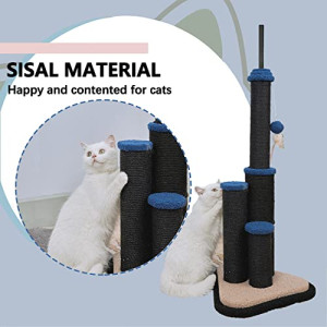  Cat Scratching Post for Indoor Cats,Burj Khalifa Cat Tree,3 Scratch Posts with Hanging Balls and Feather,Cat Scratcher with Sisal Rope for Kittens and Small Cats (Small)