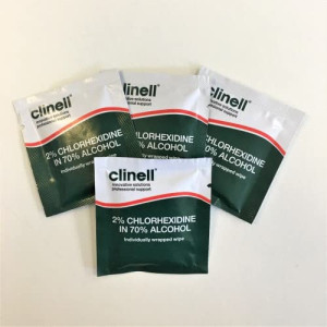 Clinell 2% Chlorhexidine in 70% Alcohol Wipes, 240 Individually Wrapped Sachets in 1 Box, Made in The UK - CA2C240