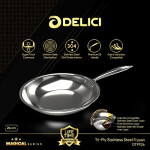 DELICI DTFP26 Tri-Ply Stainless Steel Fry Pan with Premium SS Handle