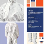 Disposable Microporous Coverall with Elasticated Hood, Cuffs & Ankles, Zipper with Storm Flap, 60 GSM Unisex Hazmat Suits ,S