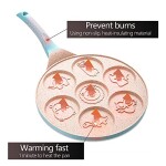 Pancake Pan With 7 Animal Designs for kids - Round Ceramic Pancake Pan Nonstick Surface & Comfortable Handle - Mini Pancake Crepe Pans Griddle Nonstick (pink)