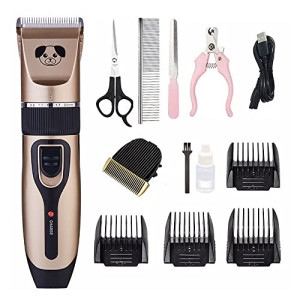  13 Pcs Dog Shaver Clippers, Low Noise Electric Cordless Dog Grooming Supplies, Kit with Scissors, Combs, Files, Nail Clippers and Spare cutter head for Dogs and Cats