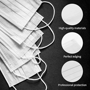 50Pcs Multiple Color Adults Disposable_Face_Masks 3 Layer Face Protection Against Droplet Anti-Particle and Dust Breathable Mouth Nose Cover Unisex (White)