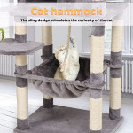  Large Multi-Level Cat Tree for Indoor Cats,Cat Tree Condo,Cat Tree Tower,Cat Tower with Sisal Scratching Posts, Perches and Hammock,Cats Activity Tower(Grey(4 layers))