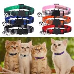 6 Pack Breakaway Cat Collars with Bell, Classic Plaid Kitten Collar Adjustable 7-12in Soft Safety Buckle Collars for Kitty