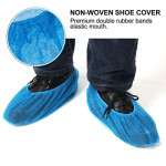 HEALLILY 100Pcs Home Shoes Cover Non- woven Fabrics Shoes Cover Disposable Boot Cover Indoor Outdoor Shoes Cover Safety Footwear ( Blue )