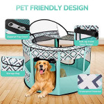  Large Foldable Pet Playpen Tent,Portable Pet Play Pen,Cat Delivery Room,Indoor and Outdoor Travel with Free Carrying Case,110 * 110 * 60cm(green)