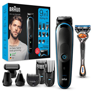 Braun Mgk 5280 9-A-In-One Beard Trimmer & Hair Clipper, Ear & Nose Hair Trimmer, Black Blue (Pack Of 1)