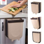 9L Portable Bin Cupboard Trash Rack Kitchen Bathroom Top Bin The Cabinet Door Garbage Holder Organizer Trash Bag Hanging Trash Can for Home Garden Office School,Brown