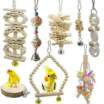  (8 Packs) of Bird Parrot Swing Chewing Toys,Natural Wood bird cage accessories Cockatiels, Conures, Finches,Budgie,Macaws, Parrots, Love Birds