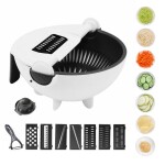 9-in-1 Multi-functional Rotate Vegetable Cutter Manual Slicer Fruit Cutter Mandoline Choppers Veggie Fruit Shredder Grater Large Capacity Vegetable Drainer Draining