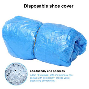 POPETPOP Shoe Covers Disposable - 100pcs Waterproof Shoe & Boot Covers No Slip Resistant - PE Overshoes for Construction, Workplace,