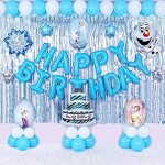 JIN,64pcs, Elsa 60cm, OlafSnow man 72cm, Colorful Balloons Party Supplies for Birthday Decoration, Girls kids children's birthday party