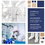 Amazing Supply Disposable SF Coveralls. Pack of 5 White Body Protective Suits Laminated Polypropylene 60 gsm. Small PPE Workwear with Microporous