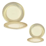 Rosymoment Disposable party plate 7 inch white and golden color 10 pieces set