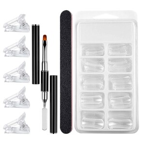 Poly Gel Quick Building Nail Set,100Pcs False Nail Mold Clear Nail Extension Form Tips