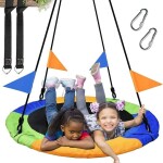 40 Inch Saucer Tree Swing Flying 660lb Weight Capacity 2 Added Hanging Straps Adjustable Ropes