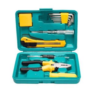 Tool Set, 12-Piece General Household Basic Hand Tools Kit with Plastic Toolbox Storage Case, Ideal for Home Repairing & Maintenance