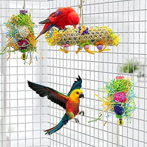 3 pcs Bird Chewing Toys,Colorful Foraging Shredder Toy,Parrot Cage Shredder Toy,Paper Silk Grass Gnawing ToyParakeet,Cockatiel,Parrots,Conure,African Grey Parrot
