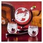 Whiskey Decanter Globe Set with 2 Etched Whiskey Glasses,Reusable Whiskey Stone Ice Cubes