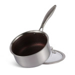 16Cm Sauce Pan With Lid Wine Honey Comb Coating