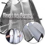 Car Front Windscreen UV Protection Foldable Heat Resistant Sunshade Silver Color 1 Set Size 60x130