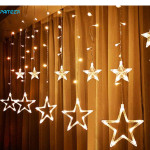 Plug-In LED String Lights 3-Mtr 12 Stars 120 LED String Lights Home Decorative Curtain String Light for Christmas EID Ramadan