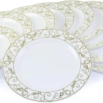 Rosymoment Premium Quality Plastic Gold Dinner Plate 10 Inch, Set Of 10 Pieces