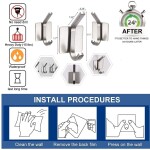 Heavy Duty Adhesive Hooks Wall Hooks Waterproof Stainless Steel Hooks for Hanging Towel Robe Coat Key Bathroom Kitchen Organizer 4 Pack