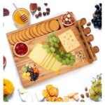 Bamboo Cheese Board Meat Charcuterie Platter Serving Tray with 4 Tableware Stainless Steel Knife