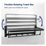 Bathroom Towel Rack Set with 3 Hook,304 Stainless Steel Towel Bar,Toilet Bathroom Bath Towel Cleaning Tools Holder (3 Layer)