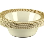 Rosymoment Disposable Party Bowl 4 Inch White And Golden Color 10 Pieces Set