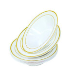 Rosymoment 7.5-inch Plastic Dinner Bowl Set of 10, Gold