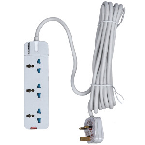 Krypton 3 Way Extension Socket- KNES5080| Equipped with 750-Degree Fire Proof Temperature| 5 M Cord, Ideal 