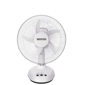 Krypton 12-Inch Table Fan with LED - 2 Speed Settings with Oscillating/Rotating and Static Feature - Electric Portable Desktop Cooling Fan