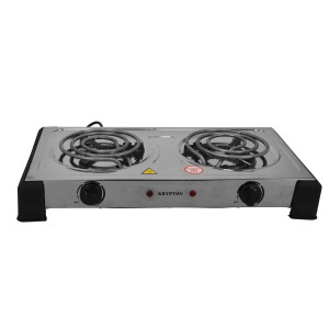 Krypton KNHP5310 2000W Stainless Steel Double Burner Hot Plate for Flexible Precise Table Top Cooking - Cast Iron Heating Plate