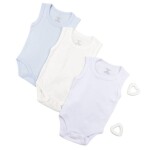 Babies' Pack of 3 Sleeveless Bodysuits (under wears) Sizes from 0-24 Months, 100% Cotton Collection ? White  with assorted texture