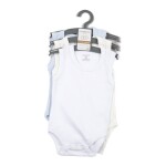 Babies' Pack of 3 Sleeveless Bodysuits (under wears) Sizes from 0-24 Months, 100% Cotton Collection ? White  with assorted texture