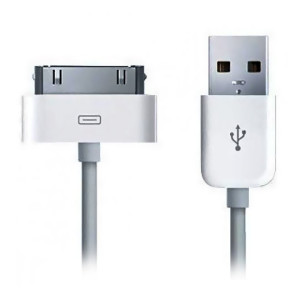 30 Pin USB Data Sync Charging Cable White/Silver