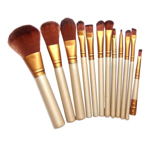 12-Piece Goat Hair Brush Set Brown