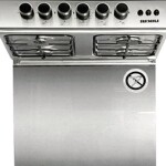 4 Burner Gas Cooker 60 x 60 cm, Full safety, Auto-Ignition, Turnspit, Original Italian Oven and Grill Burner ,1 year Warranty U6068FSE1 Silver/Black