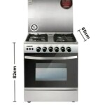 4 Burner Gas Cooker  60 x 60 cm, Full safety, Auto ignition, Original Italian Grill Burner,1 year Warranty U6070EG Silver/Black