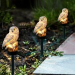 Owl Shape Water Resistance Solar Light Yellow 23x13x13centimeter