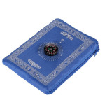 Portable Waterproof Muslim Travel Pocket Prayer Mat With Compass Blue/White 100x60cm